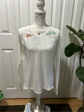 lululemon athletica White Long-Sleeve V-Neck  running top with reflective strip